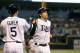 ST PETERSBURG, FL - APRIL 18: Evan Longoria #3 of the Tampa Bay Rays celebrates with teammate Brandon Guyer #5 of the Tampa Bay Rays after scoring a run in the 8th inning against the New York Yankees at Tropicana Field on April 18, 2014 in St Petersburg, Florida. (Photo by Scott Iskowitz/Getty Images)