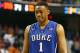 GREENSBORO, NC - MARCH 16: Jabari Parker #1 of the Duke Blue Devils reacts during their final minutes of their loss to the Virginia Cavaliers in the finals of the 2014 Men's ACC Basketball Tournament at Greensboro Coliseum on March 16, 2014 in Greensboro, North Carolina. (Photo by Streeter Lecka/Getty Images)