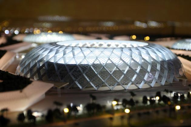 Qatar presents a model of its Al-Wakrah stadium as it bids to host the FIFA 2022 World Cup during the FIFA Inspection Tour for the country's bid, in Doha September 16, 2010 (AP Photo/Osama Faisal)