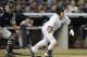 New York Yankees Jacoby Ellsbury bats in a baseball game against the Boston Red Sox at Yankee Stadium in New York, Sunday, April 13, 2014. (AP Photo/Kathy Willens)