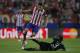 Atletico's Koke, left, in action with Chelsea's Ashley Cole during the Champions League semifinal first leg soccer match between Atletico Madrid and Chelsea at the Vicente Calderon stadium in Madrid, Spain, Tuesday April 22, 2014. (AP Photo/Gabriel Pecot)