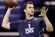Central Florida quarterback Blake Bortles runs a drill at the NFL football scouting combine in Indianapolis, Sunday, Feb. 23, 2014. (AP Photo/Nam Y. Huh)