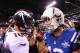 INDIANAPOLIS, IN - OCTOBER 20: Peyton Manning #18 of the Denver Broncos congratulates Andrew Luck #12 of the Indianapolis Colts after the Colts beat the Broncos 39-33 at Lucas Oil Stadium on October 20, 2013 in Indianapolis, Indiana. (Photo by Dilip Vishwanat/Getty Images)