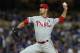 Philadelphia Phillies starting pitcher Cole Hamels throws against the Los Angeles Dodgers during the first inning of a baseball game on Wednesday, April 23, 2014, in Los Angeles. (AP Photo/Jae C. Hong)