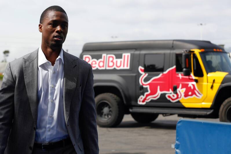 Harrison Barnes Arrives To Game Vs Clippers In Red Bull Military