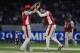 Kings XI Punjab bowler David Hussey, right, with Azhar Mahmood, celebrates the wicket of Deccan Chargers Daniel Harris during their Indian Premier League (IPL) cricket match in Hyderabad, India, Tuesday, May 8, 2012. (AP Photo/Mahesh Kumar A.)