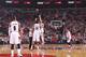 PORTLAND, OR - APRIL 25: The Portland Trail Blazers jump for the tip off against the Houston Rockets in Game Three of the Western Conference Quarterfinals during the 2014 NBA Playoffs on April 25, 2014 at the Moda Center in Portland, Oregon. NOTE TO USER: User expressly acknowledges and agrees that, by downloading and or using this photograph, User is consenting to the terms and conditions of the Getty Images License Agreement. Mandatory Copyright Notice: Copyright 2014 NBAE (Photo by Sam Forencich/NBAE via Getty Images)