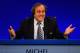 LONDON, ENGLAND - MAY 24: UEFA President Michel Platini speaks to the media during a Press Conference at the XXXVII Ordinary UEFA Congress at the Grovesnor House Hotel on May 24, 2013 in London, United Kingdom. (Photo by Laurence Griffiths/Getty Images)