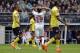 Paris Saint Germain's Lucas Rodrigues Moura Da Silva, center, reacts during their French League One soccer match against Sochaux, in Sochaux, eastern France, Sunday, April 27, 2014. (AP Photo/Laurent Cipriani)