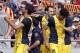 Atletico's de Madrid Raul Garcia Capitan, left, celebrates after scoring against Valencia during a Spanish La Liga soccer match at the Mestalla stadium in Valencia, Spain, on Sunday, April 27, 2014. (AP Photo/Alberto Saiz)