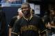 Feb 27, 2014; Tampa, FL, USA; Pittsburgh Pirates right fielder Gregory Polanco (62) smiles after he hit a solo home run during the first inning against the New York Yankees at George M. Steinbrenner Field. Mandatory Credit: Kim Klement-USA TODAY Sports