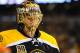 BOSTON, MA - APRIL 20: Tuukka Rask #40 of the Boston Bruins during warms ups against the Detroit Red Wings in Game Two of the First Round of the 2014 Stanley Cup Playoffs at TD Garden on April 20, 2014 in Boston, Massachusetts. (Photo by Brian Babineau/NHLI via Getty Images)
