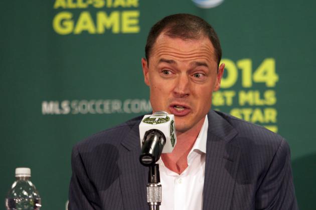 Jul 10, 2013; Portland, OR, USA; Portland Timbers owner Merritt Paulson addresses a question from the media during a press conference for the announcement that the Portland Timbers will be hosting the 2014 AT&T MLS All-Star Game at Jeld-Wen Field. Mandatory Credit: Jaime Valdez-USA TODAY Sports