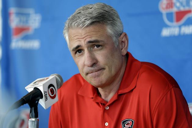 Carolina Hurricanes NHL hockey team Executive Vice President and General Manager Ron Francis takes questions from members of the media during a news conference in Raleigh, N.C., Monday, May 5, 2014. The hockey team announced today that head coach Kirk Muller was dismissed and the search for a new coach is underway. (AP Photo/Gerry Broome)