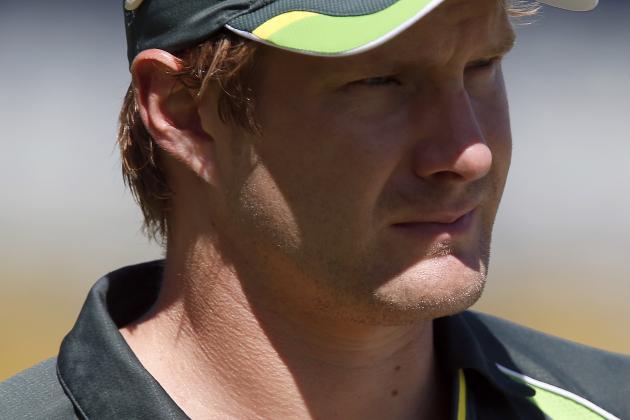 Australia's Shane Watson attends a nets session in Perth, Australia, Thursday, Dec. 12, 2013. Australia will play England in the third Ashes cricket test match Friday. (AP Photo/Theron Kirkman)