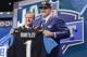 Central Florida quarterback Blake Bortles poses with NFL commissioner Roger Gooddell after being selected as the third pick by the Jacksonville Jaguars in the first round of the 2014 NFL Draft, Thursday, May 8, 2014, in New York. (AP Photo/Craig Ruttle)