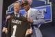 Oklahoma State cornerback Justin Gilbert, right, poses with NFL commissioner Roger Goodell after being selected by the Cleveland Browns as the eighth pick in the first round of the 2014 NFL Draft, Thursday, May 8, 2014, in New York. (AP Photo/Craig Ruttle)
