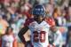 South defensive corner Walt Aikens (20) of Liberty stands at the line of scrimmage during the first quarter of the Senior Bowl NCAA college football game on Saturday, Jan. 25, 2014, in Mobile, Ala. (AP Photo/G.M. Andrews)