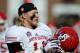 South Dakota's Tyler Starr (11), looks on during the first half of an NCAA football game against Illinois State in Normal, Ill., Saturday, Oct. 26, 2013. (AP Photo/Paul Beaty)