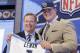 Michigan outside tackle Taylor Lewan poses for photos with NFL commissioner Roger Goodell after being selected by the Tennessee Titans as the eleventh pick in the the first round of the 2014 NFL Draft, Thursday, May 8, 2014, in New York. (AP Photo/Craig Ruttle)