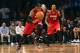May 12, 2014; Brooklyn, NY, USA; Miami Heat forward LeBron James (6) chases a loose ball during the second quarter against the Brooklyn Nets in game four of the second round of the 2014 NBA Playoffs at Barclays Center. Mandatory Credit: Anthony Gruppuso-USA TODAY Sports