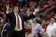 Houston Rockets coach Kevin McHale reacts to a call by the officials during the third quarter in Game 2 of an opening-round NBA basketball playoff series against the Portland Trail Blazers Wednesday, April 23, 2014, in Houston. Portland won 112-105. (AP Photo/David J. Phillip)