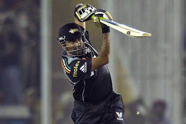 Robin Uthappa of Pune Warriors plays a shot against Kings XI Punjab during an Indian Premier League cricket match between Kings XI Punjab and Pune Warriors in Mohali, India, Sunday, May 8, 2011. The fourth edition of the world's richest cricket tournament scheduled between April 8-May 28 comprises of 10 teams and 74 matches. (AP Photo/Saurabh Das)