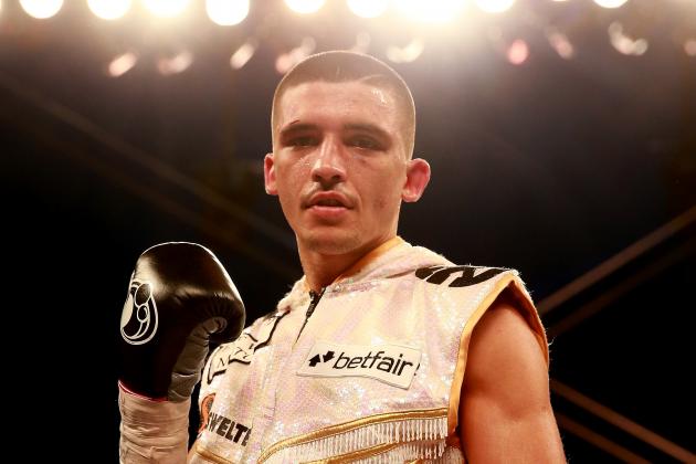 HULL, ENGLAND - JULY 13:  Lee Selby celebrates his victory over Viorel Simion during their International Featherweight Championship bout at Craven Park Stadium on July 13, 2013 in Hull, England.  (Photo by Scott Heavey/Getty Images)