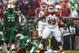 Sep 21, 2013; Blacksburg, VA, USA; Virginia Tech Hokies defensive tackle Luther Maddy (92) reacts after sacking Marshall Thundering Herd quarterback Rakeem Cato (12) during the second half at Lane Stadium. Mandatory Credit: Peter Casey-USA TODAY Sports