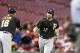 CINCINNATI, OH - APRIL 14: Gaby Sanchez #17 of the Pittsburgh Pirates rounds the bases after hitting a home run in the second inning of the game against the Cincinnati Reds at Great American Ball Park on April 14, 2014 in Cincinnati, Ohio. (Photo by Joe Robbins/Getty Images)
