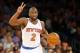 Mar 7, 2014; New York, NY, USA; New York Knicks point guard Raymond Felton (2) brings the ball up court against the Utah Jazz at Madison Square Garden. Mandatory Credit: Jim O'Connor-USA TODAY Sports