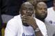Charlotte Bobcats owner Michael Jordan watches the action during the first half in Game 4 of the Bobcats' opening-round NBA basketball playoff series against the Miami Heat in Charlotte, N.C., Monday, April 28, 2014. (AP Photo/Chuck Burton)