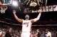 MIAMI, FL - MAY 14: Dwyane Wade #3 of the Miami Heat celebrates during a game against the Brooklyn Nets in Game Five of the Eastern Conference Semifinals of the 2014 NBA playoffs at American Airlines Arena in Miami, Florida on May 14, 2014. NOTE TO USER: User expressly acknowledges and agrees that, by downloading and or using this photograph, User is consenting to the terms and conditions of the Getty Images License Agreement. Mandatory Copyright Notice: Copyright 2014 NBAE (Photo by Nathaniel S. Butler/NBAE via Getty Images)