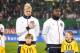 VIENNA, AUSTRIA - NOVEMBER 19: Brek Shea, Jozy Altidore and Aron Johannsson of USA (L-R) line up for the national anthem prior to the International friendly match between Austria and USA at the Ernst-Happel Stadium on November 19, 2013 in Vienna, Austria. (Photo by Christian Hofer/Getty Images)