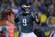 Philadelphia Eagles' Nick Foles in action during the first half of an NFL wild-card playoff football game against the New Orleans Saints, Saturday, Jan. 4, 2014, in Philadelphia. (AP Photo/Michael Perez)