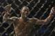 Anthony Njokuani celebrates after beating Roger Bowling during the second round of a UFC welterweight mixed martial arts fight in San Jose, Saturday, April 20, 2013. Njokuani won by knock out in the second round. (AP Photo/Jeff Chiu)