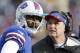 Buffalo Bills head coach Doug Marrone, right, and Buffalo Bills quarterback EJ Manuel talk during the first half of an NFL football game against the New York Jets on Sunday, Nov. 17, 2013, in Orchard Park, N.Y. (AP Photo/Gary Wiepert)