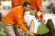 MIAMI GARDENS, FL - JANUARY 03: Head coach Dabo Swinney of the Clemson Tigers warms up with his players prior to the Discover Orange Bowl against the Ohio State Buckeyes at Sun Life Stadium on January 3, 2014 in Miami Gardens, Florida. (Photo by Streeter Lecka/Getty Images)