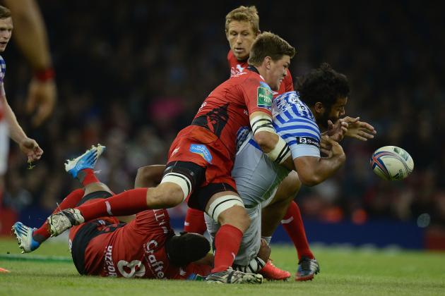 CARDIFF, WALES - MAY 24: Bakkies Botha of Toulon is tackles by Billy Vunipola of Saracens during the Heineken Cup Final between Toulon and Saracens at the Millennium Stadium on May 24, 2014 in Cardiff, Wales. (Photo by Jamie McDonaldGetty Images)
