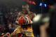 Sep 28, 2013; Montreal, Quebec, Canada; Adonis Stevenson (yellow trunks) celebrates winning his light-heavyweight WBC world championship bout against Tavoris Cloud (not pictured) at the Bell Centre. Mandatory Credit: Eric Bolte-USA TODAY Sports