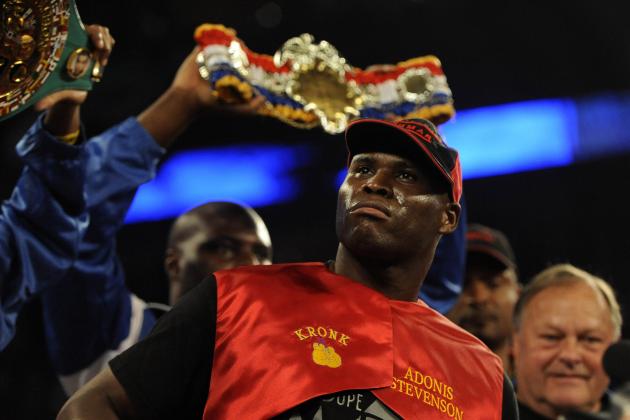 Sep 28, 2013; Montreal, Quebec, Canada;  Adonis Stevenson (yellow trunks) before his light-heavyweight WBC world championship bout against Tavoris Cloud (not pictured) at the Bell Centre. Mandatory Credit: Eric Bolte-USA TODAY Sports
