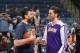 MEMPHIS, TN - FEBRUARY 26: Marc Gasol #33 of the Memphis Grizzlies laughs with brother Pau Gasol #16 of the Los Angeles Lakers on February 26, 2014 at FedExForum in Memphis, Tennessee. NOTE TO USER: User expressly acknowledges and agrees that, by downloading and or using this photograph, User is consenting to the terms and conditions of the Getty Images License Agreement. Mandatory Copyright Notice: Copyright 2014 NBAE (Photo by Joe Murphy/NBAE via Getty Images)