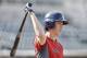 United States' Bradley Zimmer warms up before an exhibition game against Cuba, Thursday, July 18, 2013, in Des Moines, Iowa. The teams are to play a five-game series over the next week. (AP Photo/Charlie Neibergall)