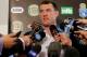 BRISBANE, AUSTRALIA - MAY 26: Paul Gallen speaks to media during the New South Wales Blues State of Origin media session at Sofitel Hotel on May 26, 2014 in Brisbane, Australia. (Photo by Chris Hyde/Getty Images)