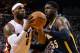 May 26, 2014; Miami, FL, USA; Miami Heat forward LeBron James (6) drives to the basket against Indiana Pacers center Roy Hibbert (55) in game four of the Eastern Conference Finals of the 2014 NBA Playoffs at American Airlines Arena. Mandatory Credit: Steve Mitchell-USA TODAY Sports