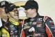 NASCAR truck driver Kyle Busch, right, is congratulated by driver Matt Crafton, left, after winning the Camping World Truck Series race at Kansas Speedway in Kansas City, Kan., Friday, May 9, 2014. Crafton placed second in the race. (AP Photo/Colin E. Braley)
