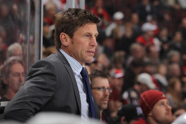 OTTAWA - OCTOBER 26: Ulf Samuelsson of the Phoenix Coyotes looks on from the players' bench during an NHL a game against the Ottawa Senators at Scotiabank Place on October 26, 2010 in Ottawa, Ontario, Canada.  (Photo by Andre Ringuette/NHLI via Getty Images)
