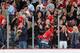 CHICAGO, IL - MAY 28: Engaged WWE wrestlers AJ Lee and CM Punk celebrate after the Chicago Blackhawks scored against the Los Angeles Kings in Game Five of the Western Conference Final during the 2014 NHL Stanley Cup Playoffs at the United Center on May 28, 2014 in Chicago, Illinois. (Photo by Bill Smith/NHLI via Getty Images)