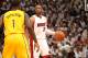 MIAMI, FL - May 24: Dwyane Wade #3 of the Miami Heat handles the ball against the Indiana Pacers in Game Three of the Eastern Conference Finals during the 2014 NBA playoffs at the American Airlines Arena in Miami, Florida on May 24, 2014. NOTE TO USER: User expressly acknowledges and agrees that, by downloading and/or using this photograph, user is consenting to the terms and conditions of the Getty Images License Agreement. Mandatory copyright notice: Copyright NBAE 2014 (Photo by Issac Baldizon/NBAE via Getty Images)