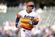 Houston Astros' George Springer in action against the Seattle Mariners in a baseball game Saturday, May 24, 2014, in Seattle. (AP Photo/Elaine Thompson)